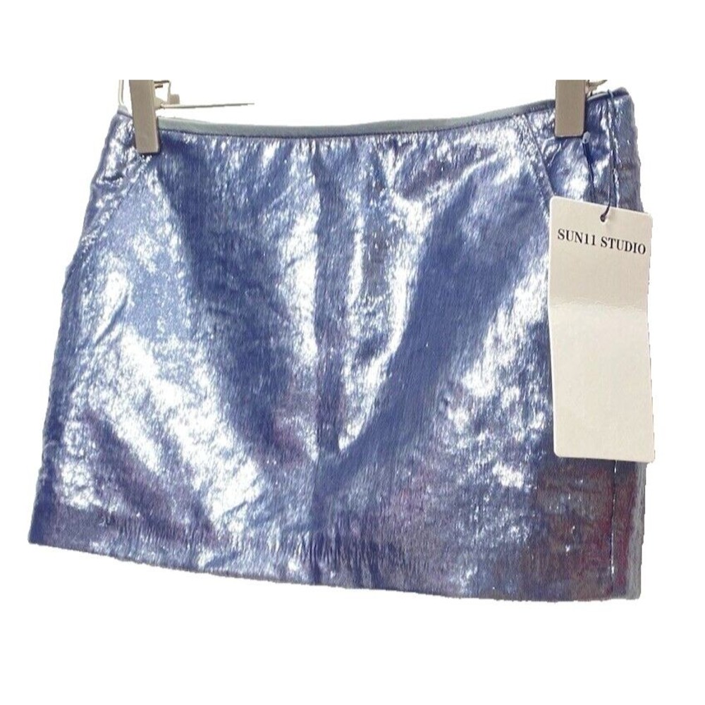 Xs Women's Metallic Silver Skirt with built in underwear Brand New